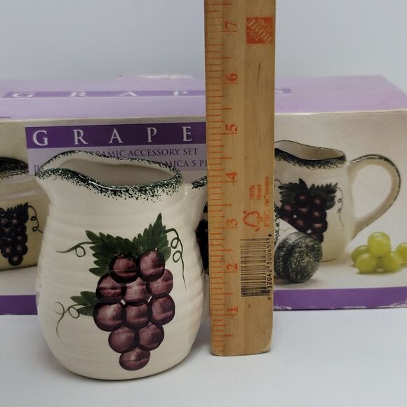 Alco Grapes 5 pc Ceramic Accessory Set Sugar Bowl Creamer Salt & Pepper Napkin - Picture 7 of 14